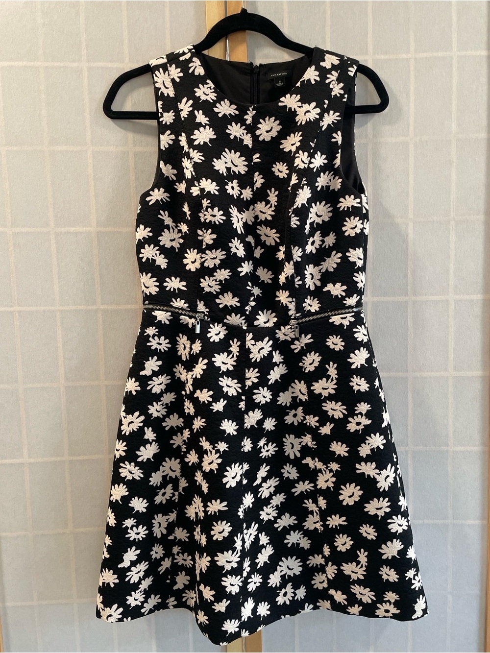 Ann Taylor Black Dress with White Floral Print